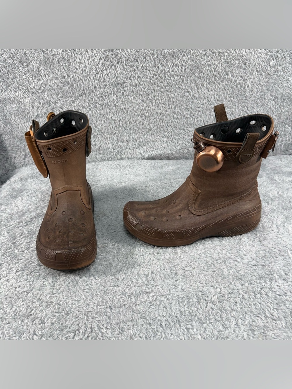 Huckberry x Crocs Classic Western Boots Brown M 8 W 10 W/ Hiking Jibbitz Charms